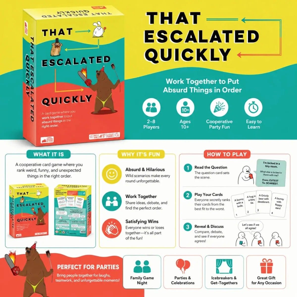 That Escalated Quickly Card Game Funny Party Board Game Family Team Strategy Game for Kids and Adults English Version — image 5
