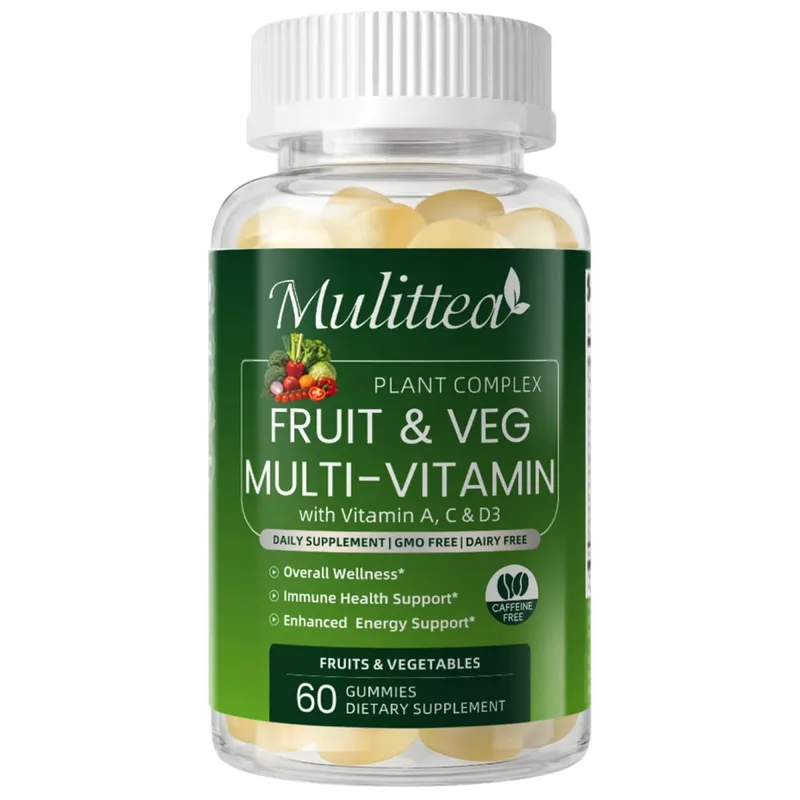 Mulittea Natural Gummies ผักและผลไม้ป้องกันอาการท้องผูกดีท็อกซ์ผลไม้ทุกวันช่วยย่อยอาหารวิตามินหลายชนิดเสริม