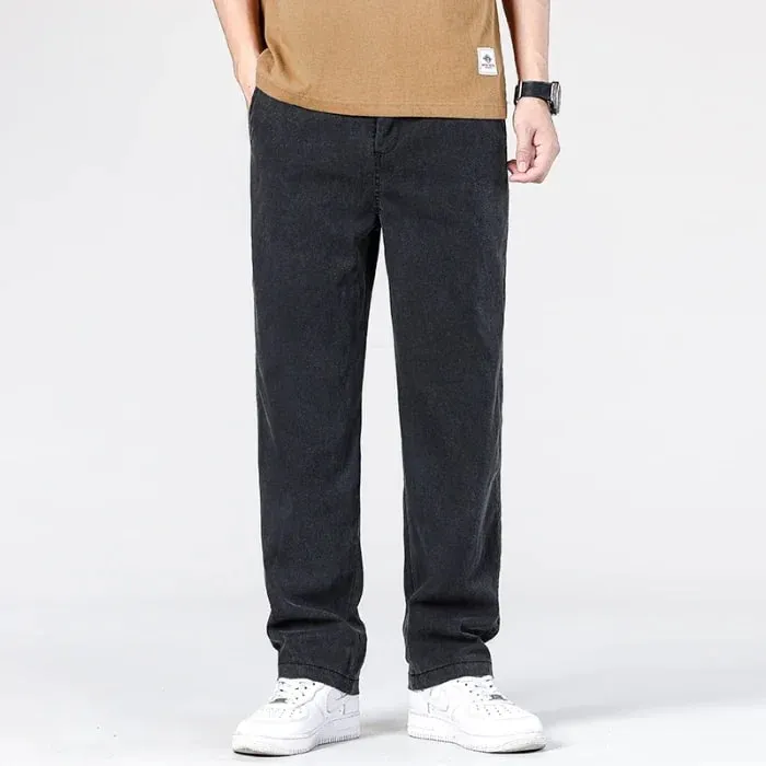 Summer New Baggy Jeans Men's Classic Thin Lyocell Fabric High Quality Straight Casual Pants Soft Denim Trousers Coffee Blue Gray — image 10