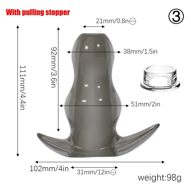 Paarse TPE holle tunnel buttplugset - Afgestudeerd open anale brancardpluggen Flexibel seksspeeltje voor mannen en vrouwen