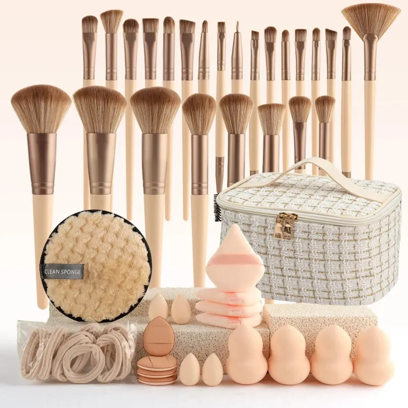 Professional Makeup Brushes Set with Sponges Kit for Foundation Eyeshadow Highlighter Blush Concealer Powder Cosmetic Tools — image 7
