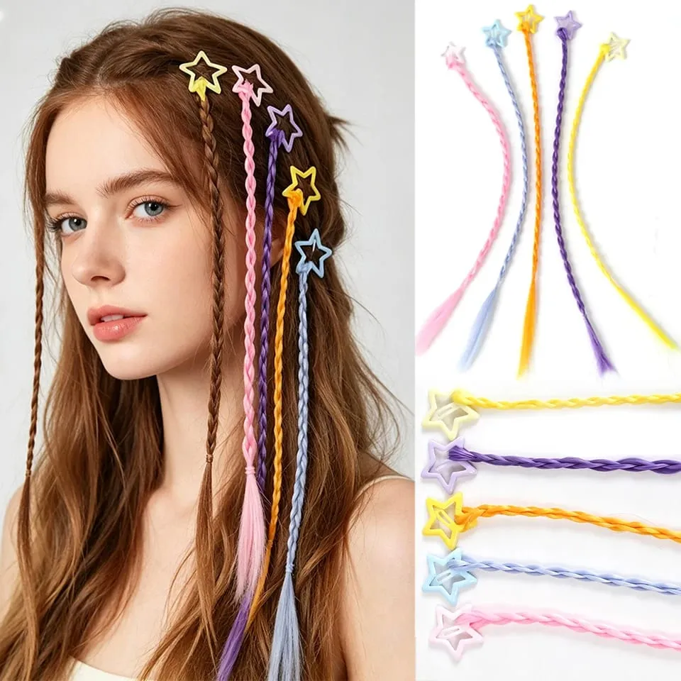 Synthesize 5PCS Colored Braided Hair Clips Ponytail Hair Accessories Suitable for Women and Girls' Daily Wear and Holiday Use — image 8