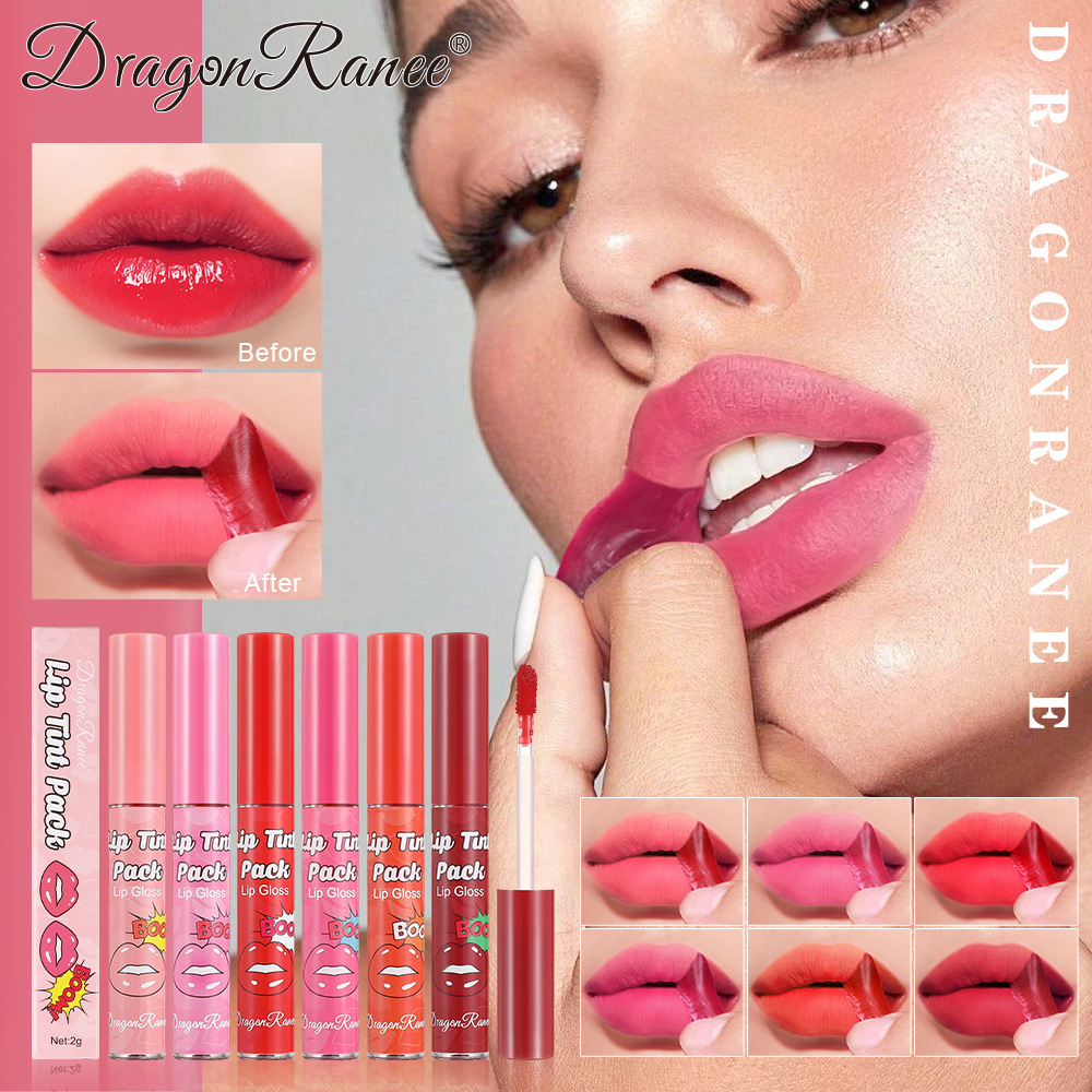 Peel Off Rose Red Lip Gloss Contorno delle labbra Contorno del tatuaggio Macchia per labbra Resistente al trasferimento impermeabile Strappo Peel Off Rossetto Trucco