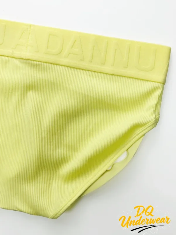 Cuecas masculinas com nervuras de cor sólida ADANNU logotipo em relevo elástico na cintura estiramento conforto diário cuecas de biquíni AD759 — image 3