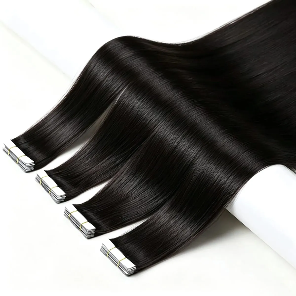 16-22 Inch Tape In Hair Extensions Human Hair Seamless Invisible Remy Hair Extensions Tape Ins For Women Brazilian Natural Black 21Pcs 50g 100% Human Hair — image 1