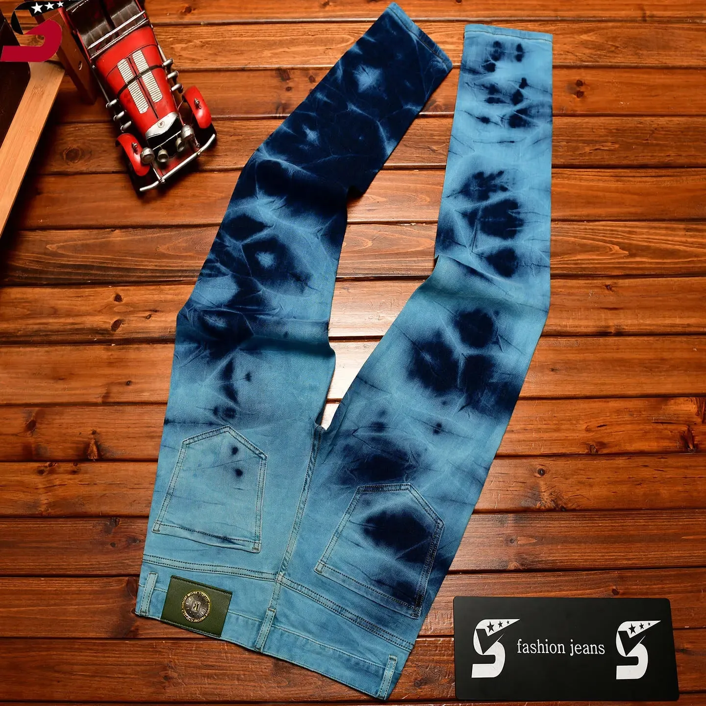 Retro Blue Black Ripped Jeans High Street Korean Version Trousers Y2k Baggy Pants Stacked Jeans Mens Cargo Pants — image 5