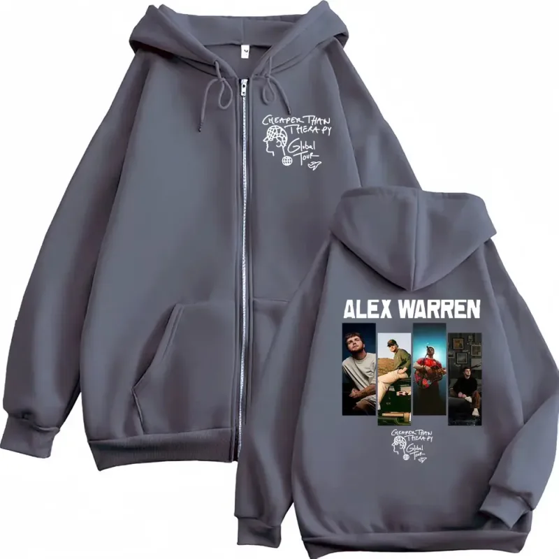 Alex Warren Live Tour 2026 Album Cover Hoodie Men Women Vintage Zipper Hoodies Oversized Comfort Zip Up Sweatshirts Coats Jacket — image 4