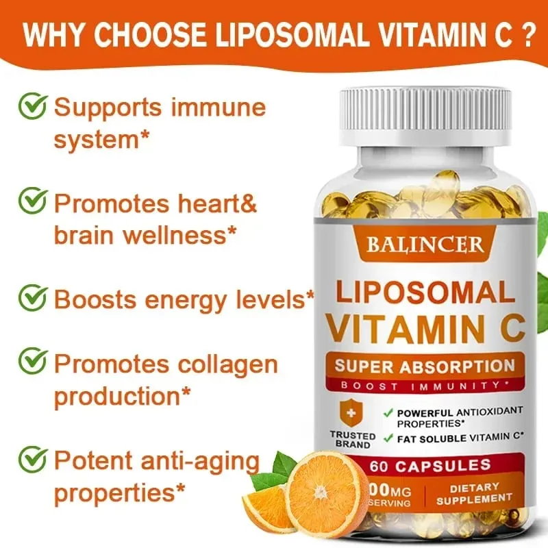 Liposomal C-vitamin 1500mg højabsorption C-vitamin immunsystem og kollagen Højpotens fedtopløselig ascorbinsyretilskud — image 4