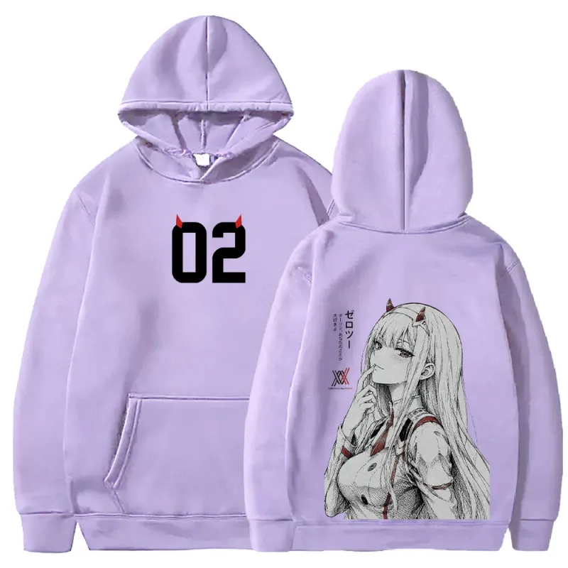 in the FRANXX Harajuku Anime Zero Two Hoodies Streetwear Men Women Clothing Long Sleeve Oversized Fleece Hooded Pullover — image 11