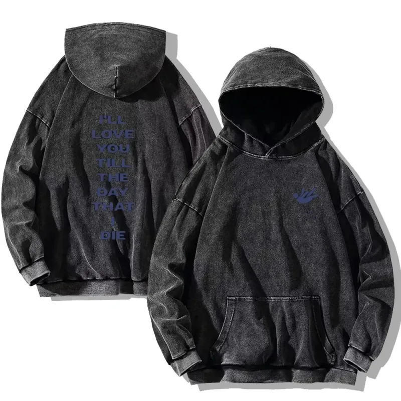 Hit Me Hard and Soft Washed Hoodies Vintaj Cotton Hooded Pullover Lelaki Wanita Longgar Kasual Gothic Sweatshirt Y2K Coat Unisex
