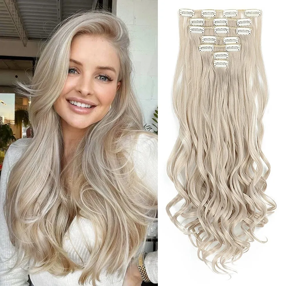 Synthetic Clip in Hair Extensions Purple hairpieces 7pcs/set 22inch Thick Hair for Women Girls Daily Party Cosplay — image 8