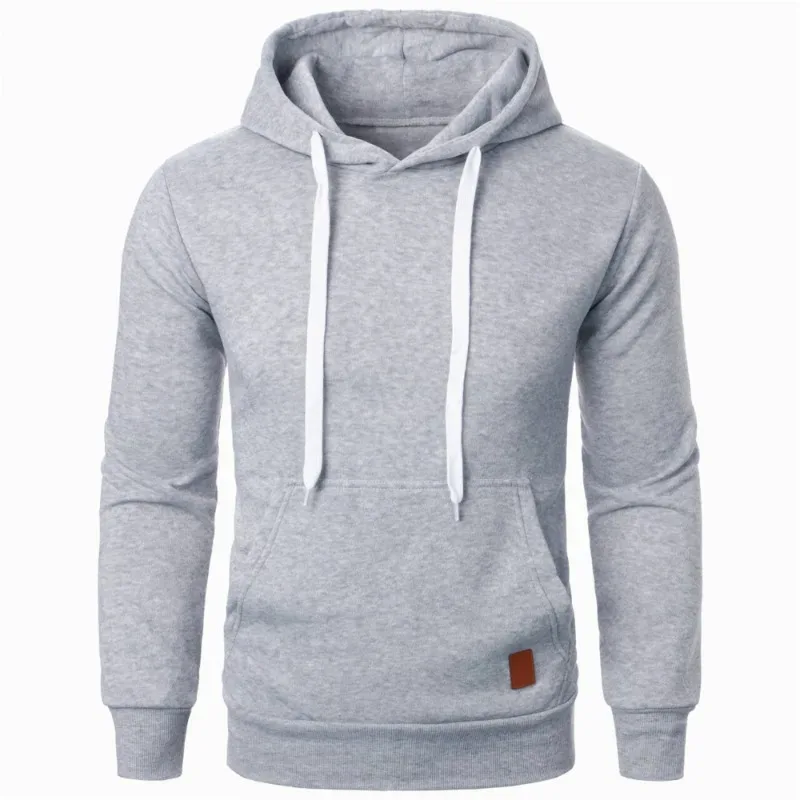 Lelaki Kasual Hooded Collar Drawstring Hoodies Baju Kemeja Lengan Panjang Luaran Streetwear Warna Pejal Pullover Ringan