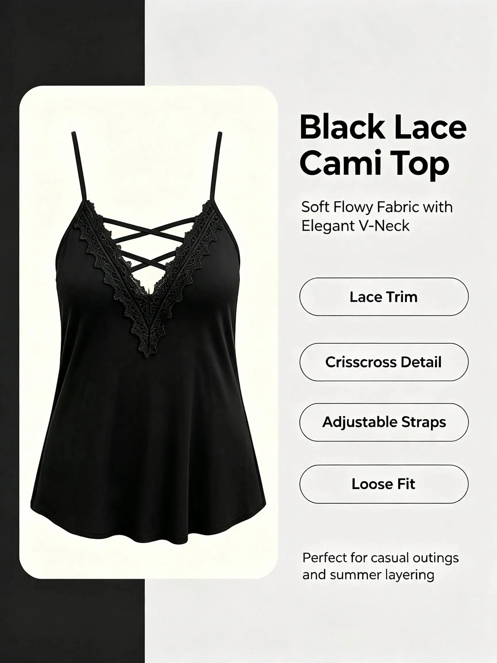 Plus Size Women Lace Trim Crisscross V Neck Cami Adjustable Spaghetti Straps Summer Casual Solid Sleeveless Flowy Tank Top — image 8