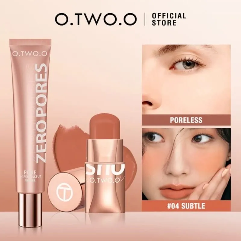 O.TWO.O 2pcs Makeup Set Multi Lipstick Blush Stick Face Primer Makeup Base Oil-Control Waterproof Lightweight Makeup for Women