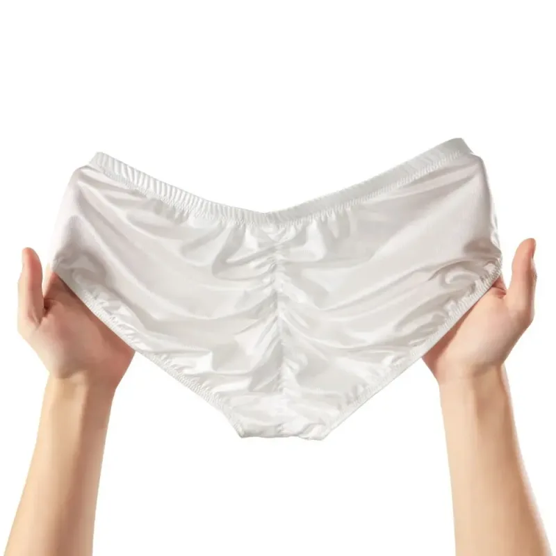 Smooth Low Waist Male Underwear Ice Silk Bulge Pouch Satin Silk Briefs Glossy Shiny Lingerie Men's Triangle Panties Youth — image 9