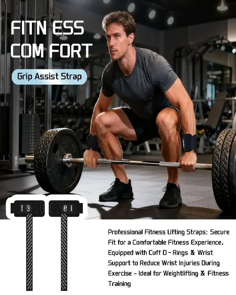 2Pcs Weightlifting Wrist Straps Strength Training Adjustable Non-slip Gym Booster Bands Fitness Lifting Support Sports Grip Band
