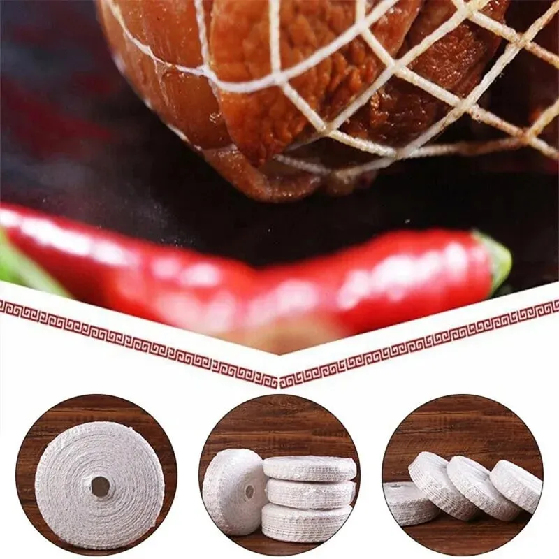 3/5/10/50 Meters Cotton Meat Net Elastic Smoked Meat Poultry Ham Netting Butcher 16 Holes Woven Packaging Net Cooking Tools