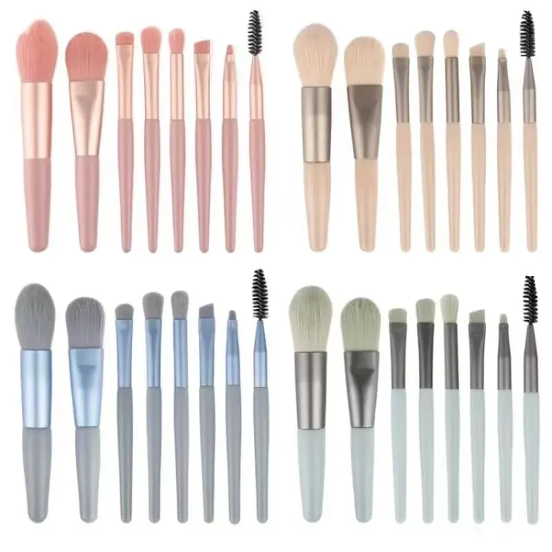 Mini 8pcs Macaron Makeup Brushes Soft Fluffy Travel Cosmetic Kit For Face Eyes Blending Blush Foundation — image 2