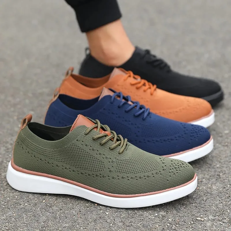 Sleek Men's Casual Shoes Breathable Mesh Upper Comfortable Insole Non-Slip Sole Casual Walking Shoes Knit Design Flexible Sole — image 4