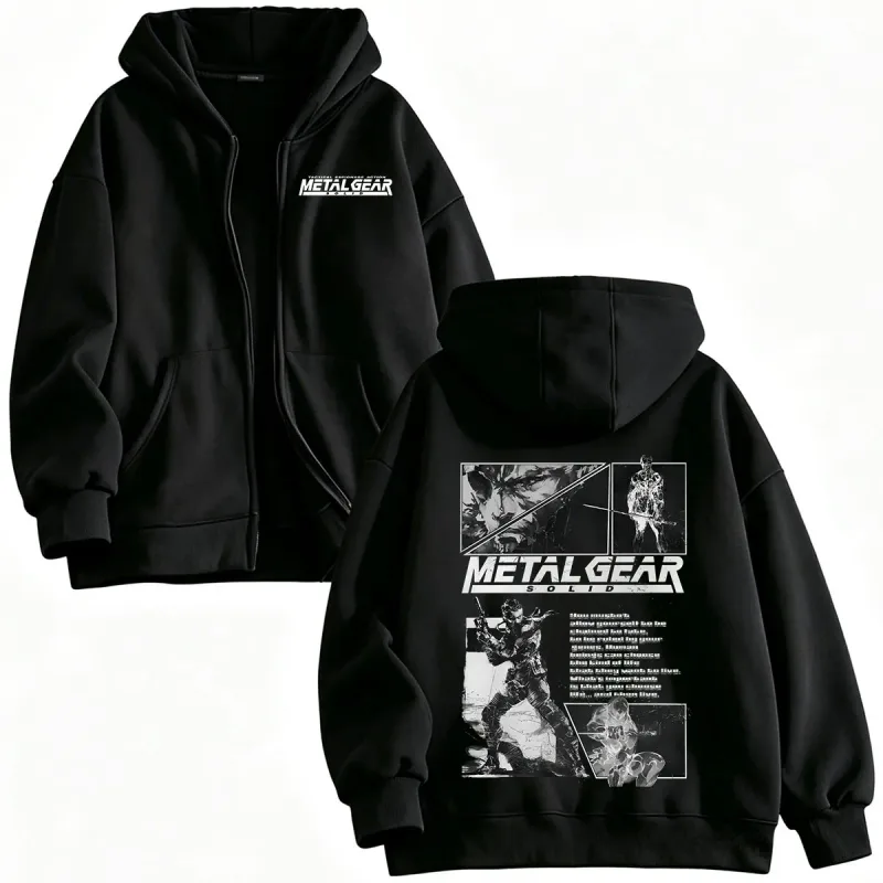 MGS1 METAL GEAR SOLID Raiden Solid Snake Zipper Hoodies Men's Women Clothing Fashion Zip Up Hooded Sweatshirts Jackets Coat — image 1