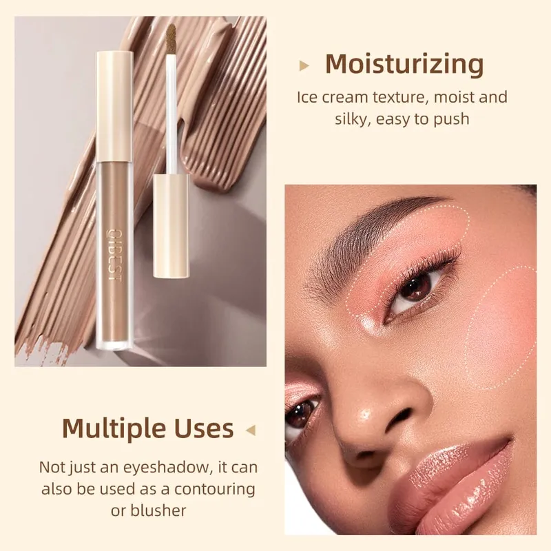 Sombra líquida creme suave maquiagem para os olhos de longa duração à prova dwaterproof água sombra vara blush dupla finalidade contorno cosméticos kits — image 4