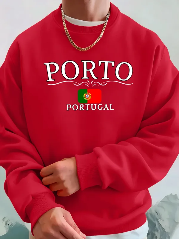 Porto Portugal Letter And Flag Print Clothes Unisex Warm Casual Hoody Street Sports Sportswear Fleece Thicken Streetwear Man — image 3