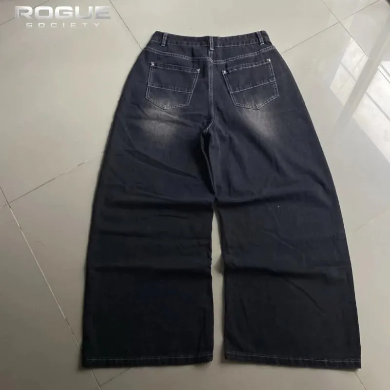 Summer Y2K Vintage Cross Print Denim Pants Men Gothic Wide Leg Baggy Straight Harajuku Trousers Grunge Streetwear Jeans Unisex — image 6