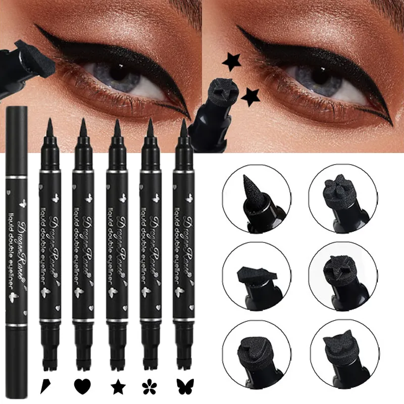 Double Head Liquid Eyeliner Star Butterfly Shape Tattoo Stamp Waterproof Lasting 2 in 1 Seal Stamp Eye Liner Pen Makeup Cosmetic