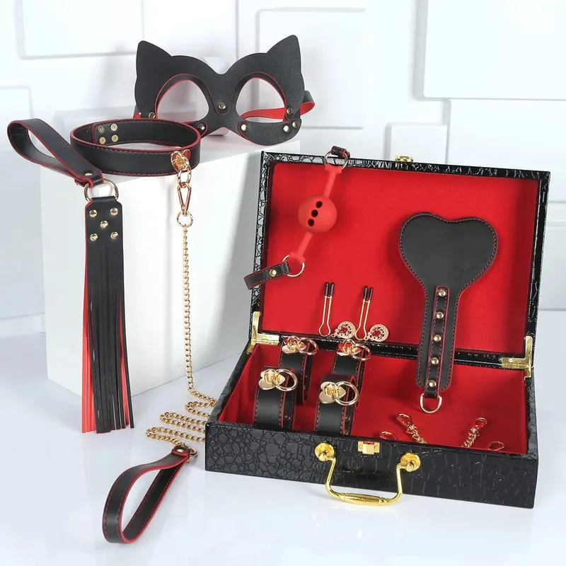 Erotic Sex Toys Leather 8 PCS BDSM Bondage Set with Case Adult Sex Games Restraints Kit Exotic Bondage Gear for Couples Sex Shop — image 2