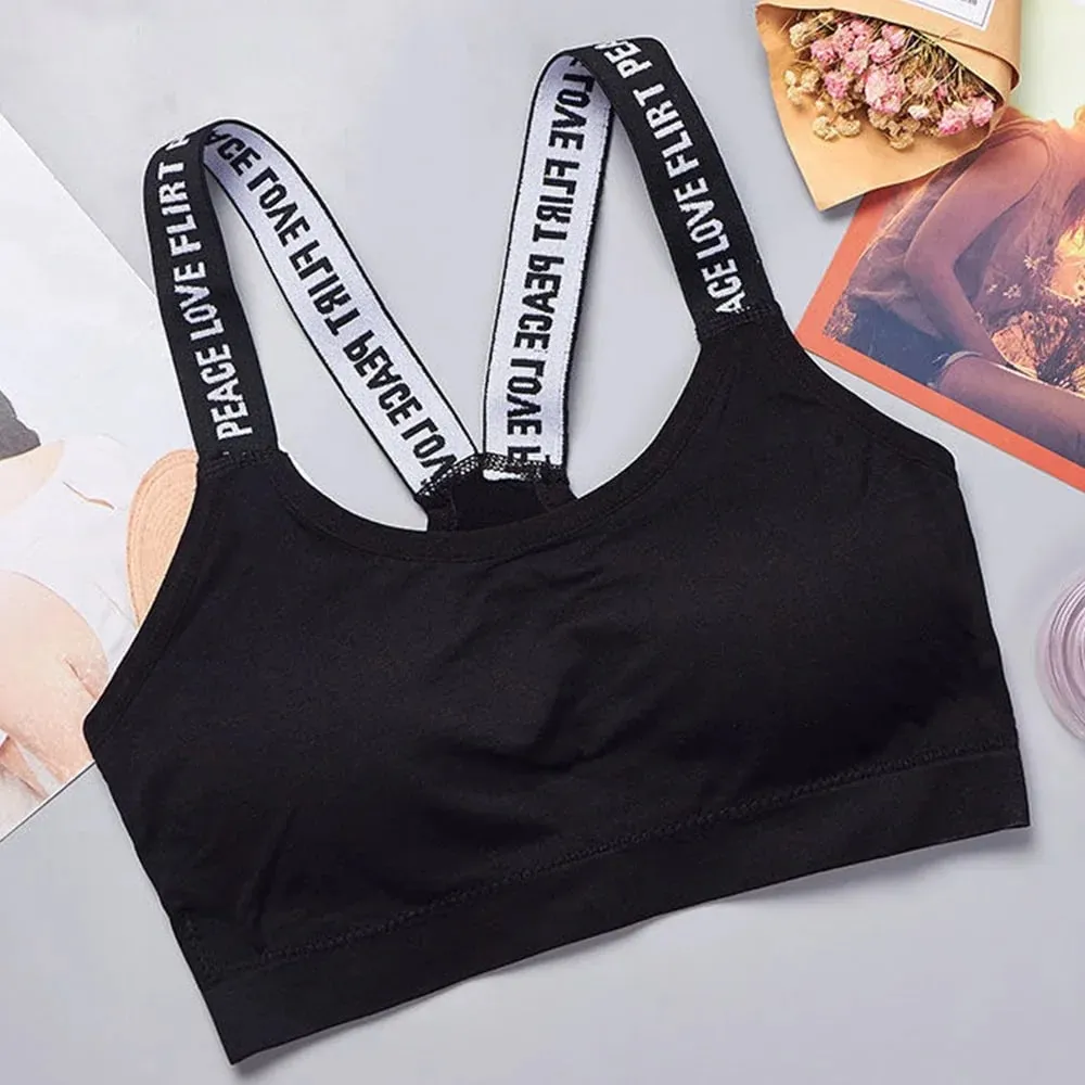 Comfortable Workout Activewear Without Underwire Sports Underwear Women Yoga Fitness Seamless Crop Top Wide Letter — image 11