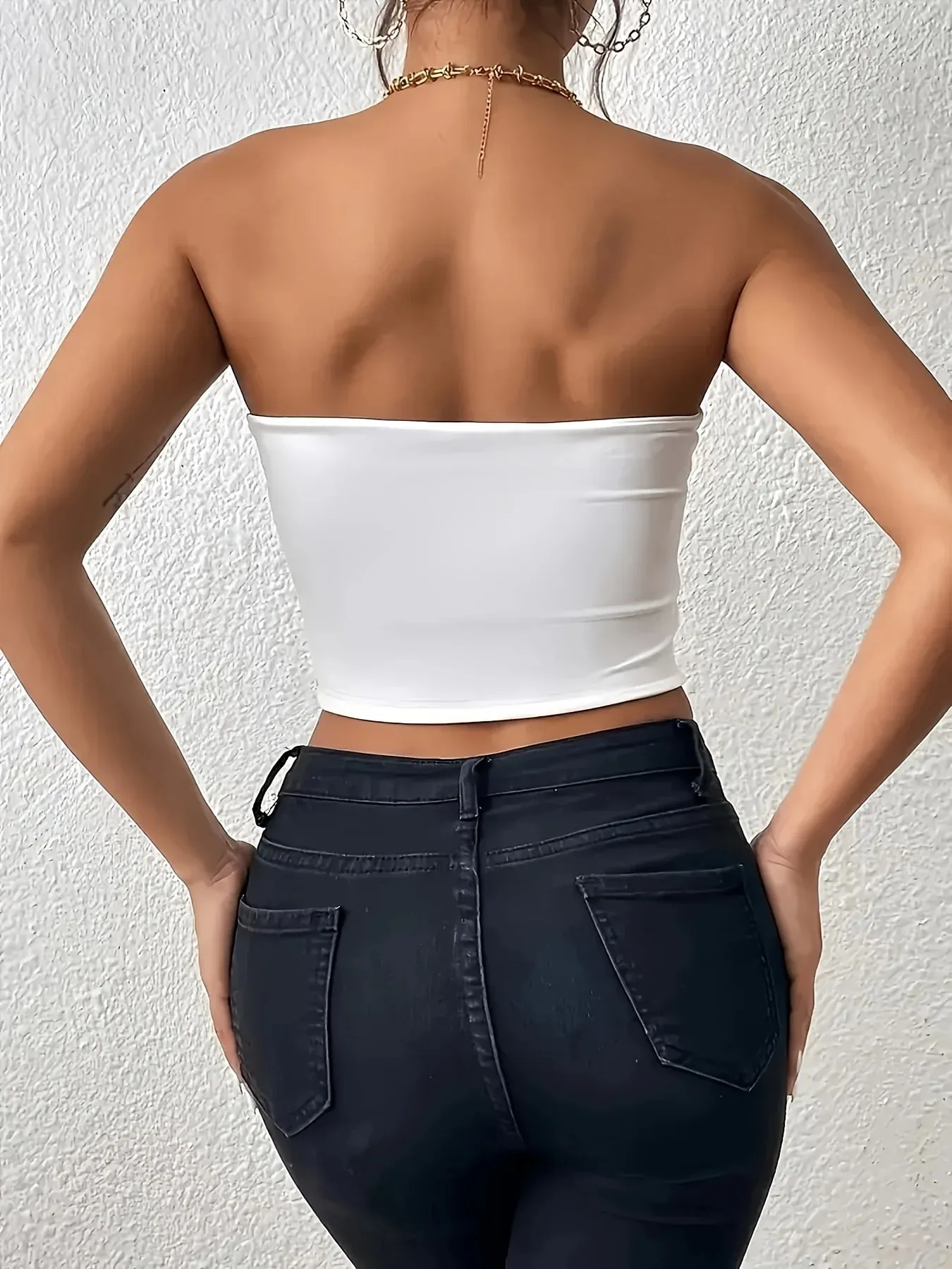 American Sweet Cool Style A LITTLE BIT DRAMATIC Letter Printed Tube Top Casual Y2K Women's 90s Clothes Shirt — image 3