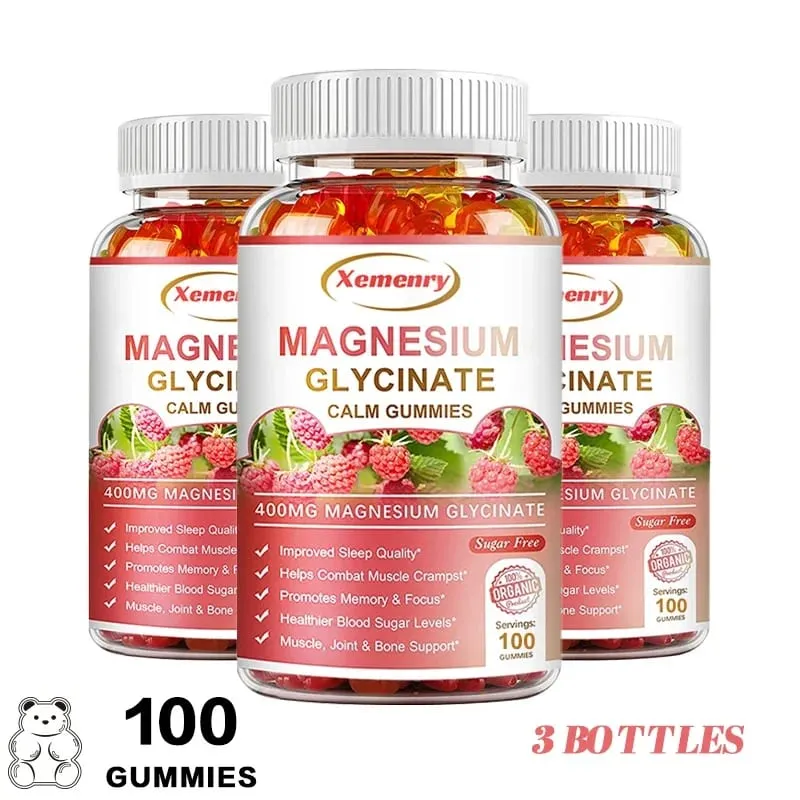 Γλυκινικό μαγνήσιο Gummies Calm Ανακουφίζει από το στρες Υποστήριξη ύπνου Υποστήριξη Μνήμης Συγκέντρωση και μυϊκοί σπασμοί