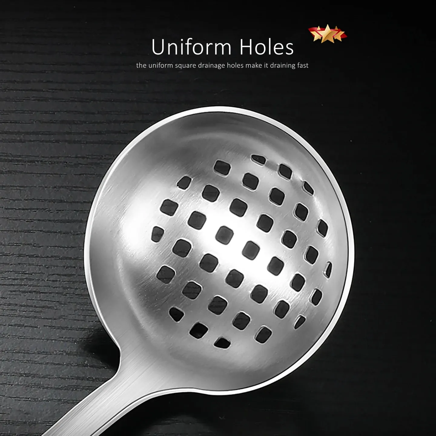 LFGB Certification Pure 304 Stainless Steel Colander and Soup Spoon 30.5cm Length Fall Resistant Hotpot Ladle and Strainer Set — image 7