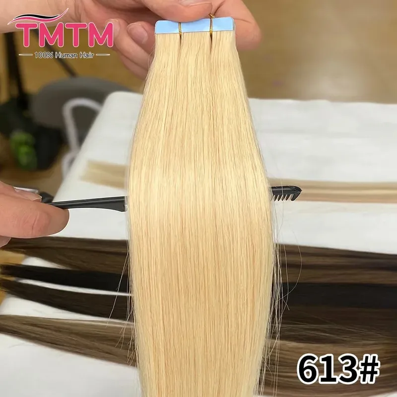 14-22 Inch Tape in Hair Extensions Human Hair 20 Pcs/pack Real Natural Brazilian Remy Hair Straight Seamless Skin Weft For Women