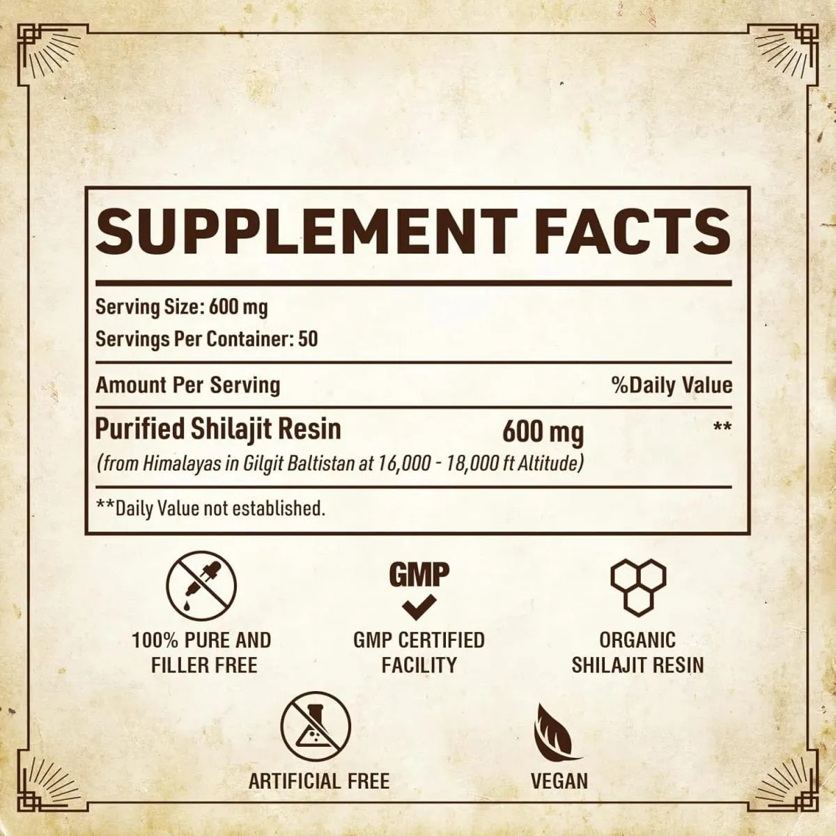 Shilajit Pure Himalayan Organic Shilajit Resin - 600mg Maximum Potency Natural Organic Shilajit Resin with 85+