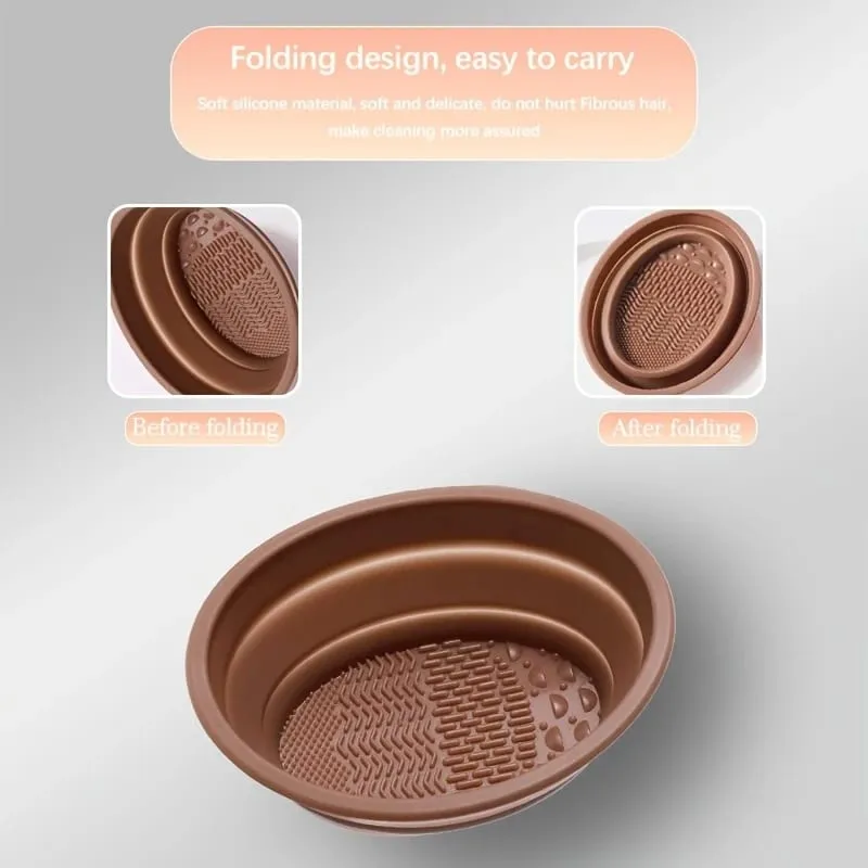 1 piece of foldable silicone makeup brush cleaner; Reusable; Portable cleaning tool suitable for makeup brushes and powder puffs