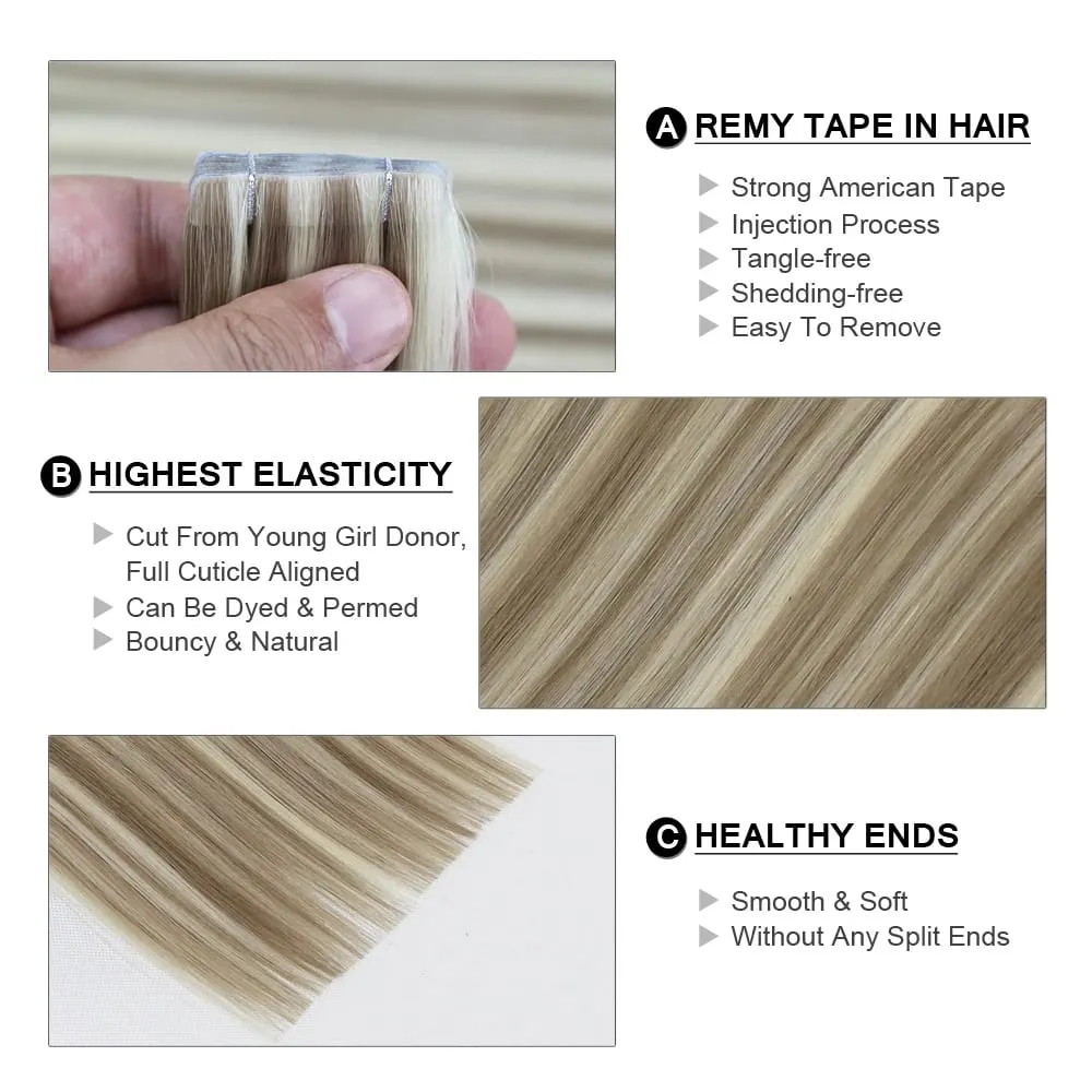 Invisible Tape In Extensions Real Remy Human Hair Seamless Pu Skin Weft Injected Hair Extensions Adhesives Tape-Ins 2g/piece