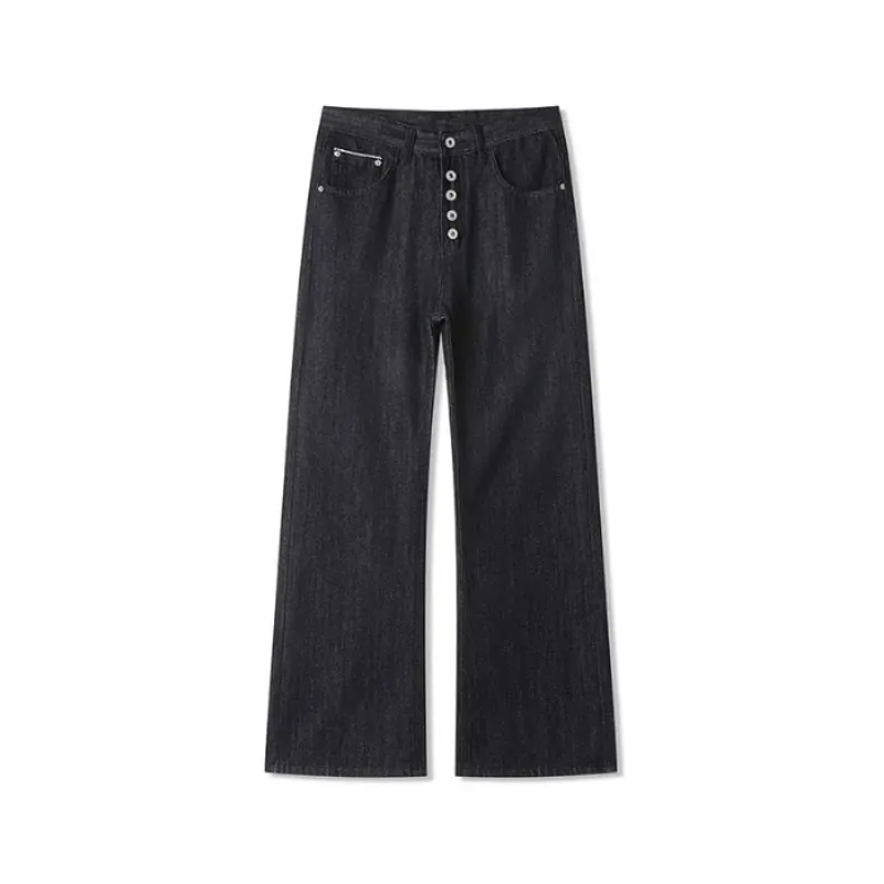 New Y2K Man Pants Vintage Denim Five Button Rivet Reinforced Wash Straight Bootcut Men's Jeans Casual Streetwear — image 1