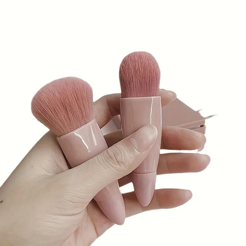 Conjunto de pincéis de maquiagem de 5 peças, ideal para viagens, com espelho compacto e mini estojo, sombra versátil e pincéis de pó solto — image 5