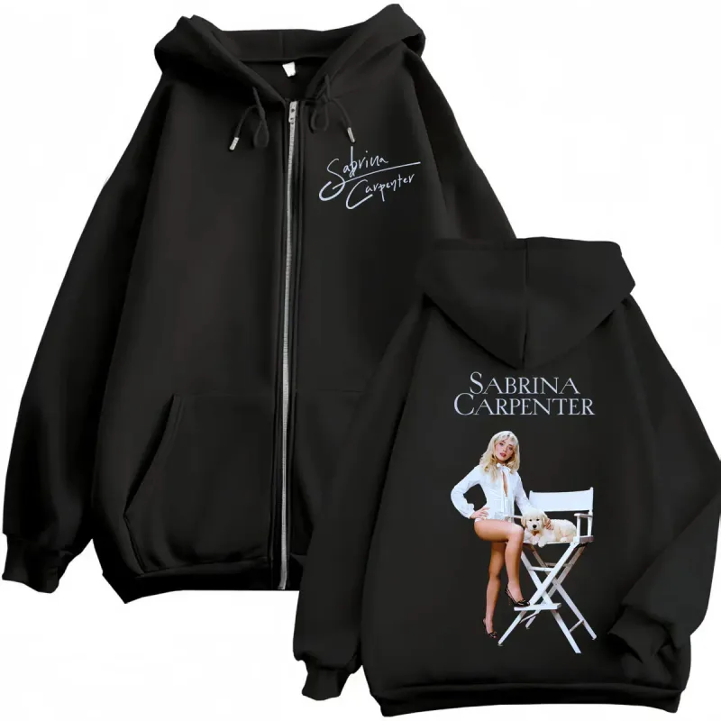 Singer Sabrina Carpenter Merch Zipper Hoodies Fashion Aesthetic Zip Up Pullovers Men's Women's Casual Long Sleeve Sweatshirts — image 1