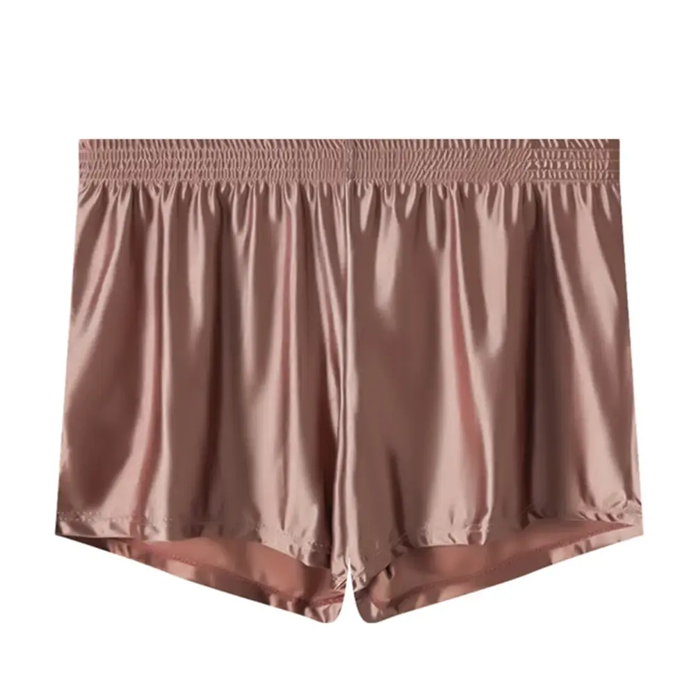 1pc hommes glace soie lisse solide Boxer Shorts culottes L-3XL grande taille vêtements de nuit amples sous-vêtements troncs sans couture confortable vêtements de nuit