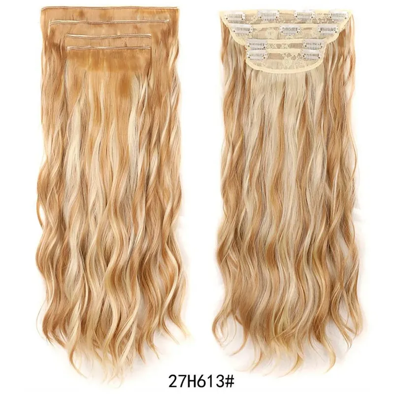 Jeedou Clip in Hair Extensions 4Piece/Set Synthetic Long Wavy Thick Hair Bouncy Curly Full Head Hairpiece Natural Looking — image 13