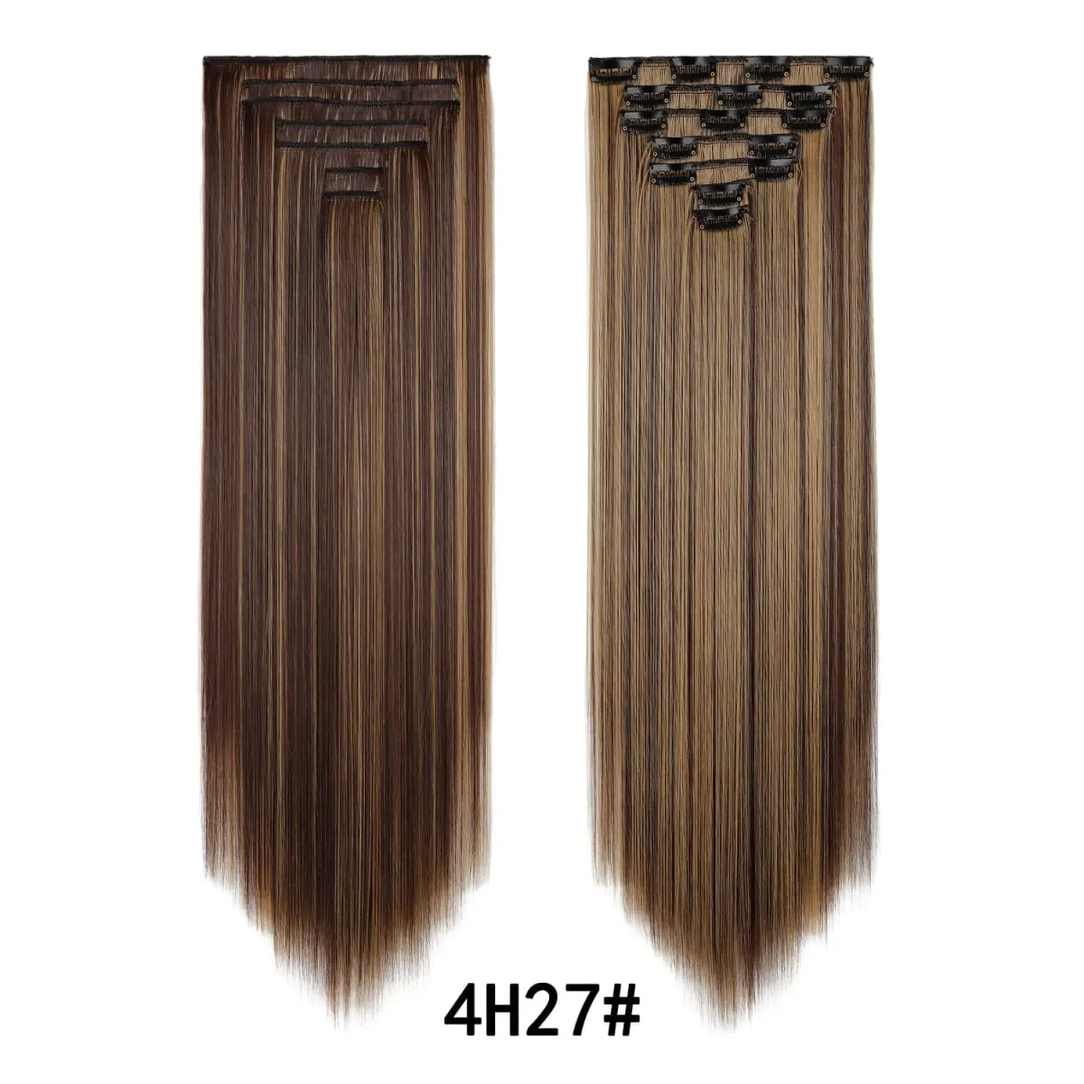 24 Inch Clip-in Hair Extensions 7 Pcs Long Straight Synthetic Hair Extensions Invisible Clip-ins Hairpieces for Women Daily