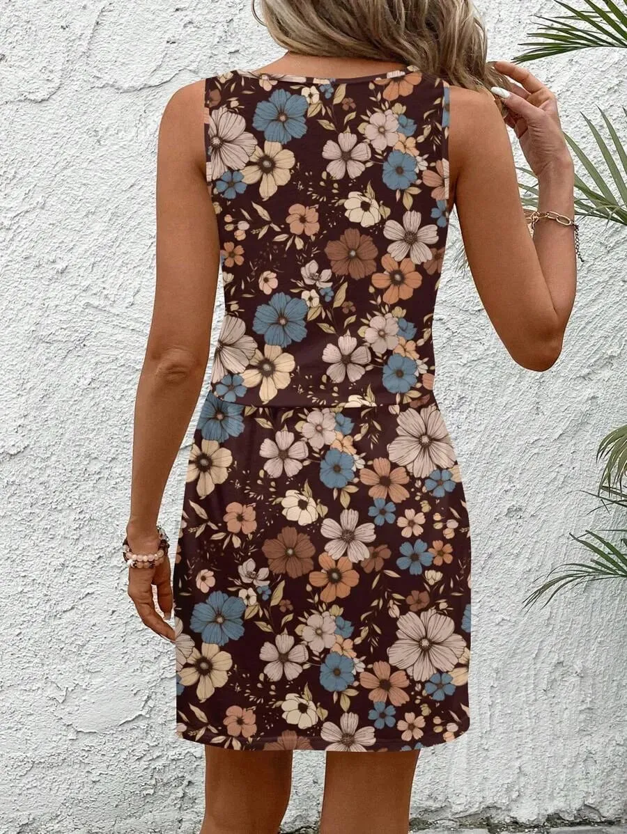 Women's Spring/Summer Casual Colorful Striped Sleeveless Dress - Imitation Drawstring Waist - Suitable for Daily Wear Beach Vacation Dress — image 3