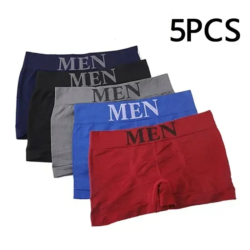 5 st Boxershorts för män, hög elastiska underkläder som andas, mjuka, stretchiga bomullsshorts Bekväma trosor i enfärgade färger 3256812862724852 — image 4