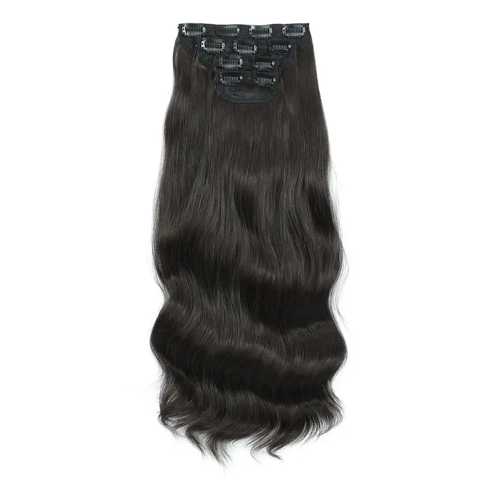 4Pcs/Set 11 Clips 22 Inches 220g Beach Waves Clip in Hair Extensions Sandy Blonde Champagne Heat Resistant Synthetic Hairpiece — image 25
