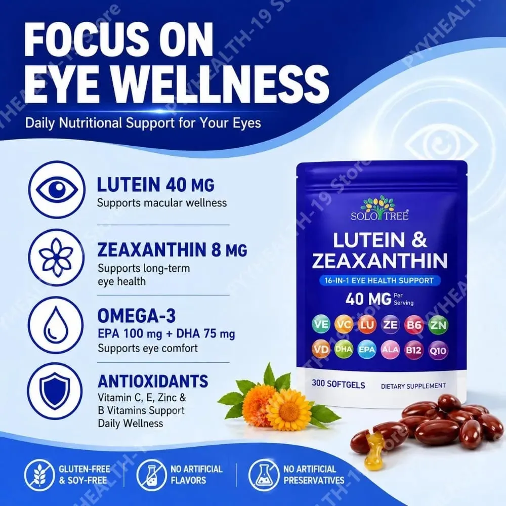 Lutein Zeaxanthin Softgels 40mg Omega-3 EPA DHA Vitamins For Eye Health & Blue Light Support Formula Adult 300 Count — image 2