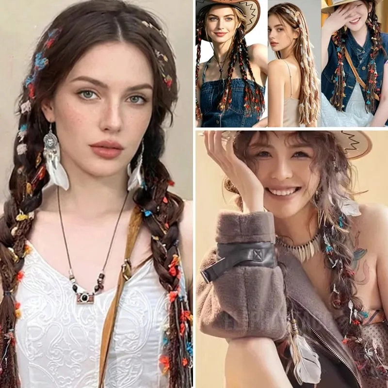 24 Inch Hand Woven Braiding Hair Extensions 2Pcs Synthetic Clip In Hair With BB Clips Dreadlocks Hair Pieces For Women