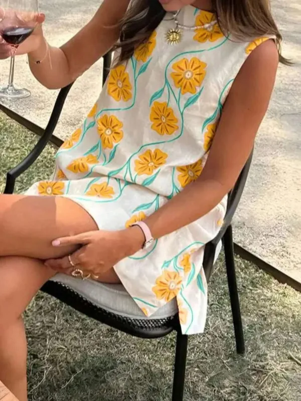 2026 Summer Women O-neck Sleeveless Print Mini Dress Fashion New Elegant Casual Loose Vacation Beach Short Dresses — image 9