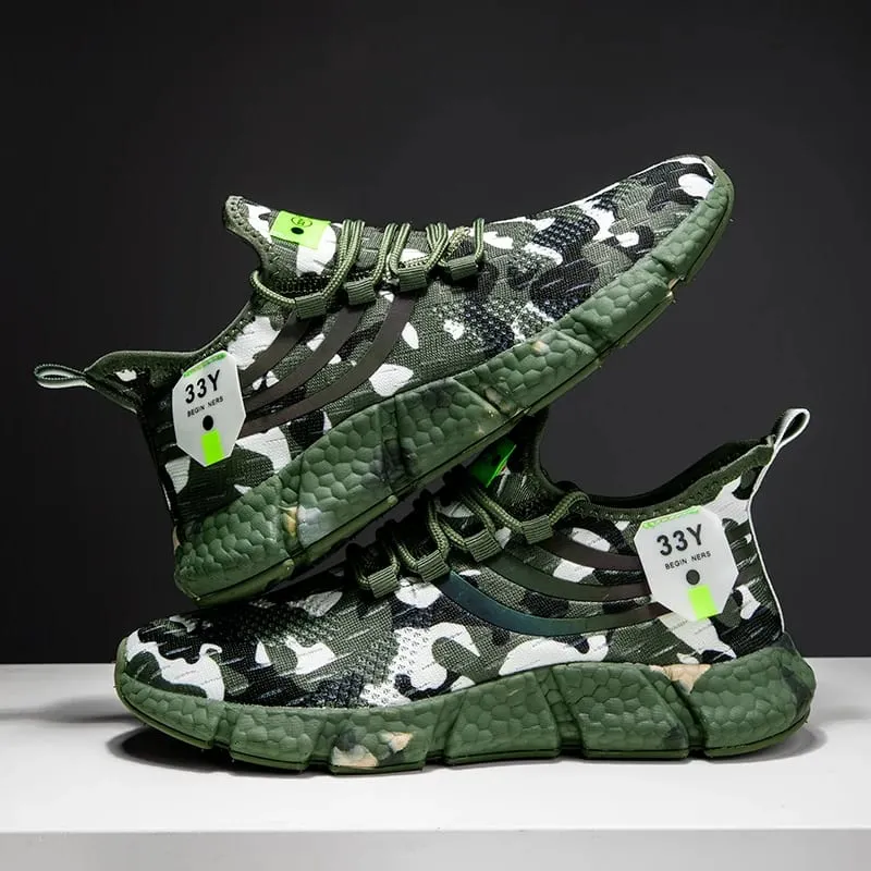 Men's Camouflage Green Sports Shoes Hiking Street Style Slip Outsole and Mesh Upper Series Urban Fashion Fitness Shoes 2025 — image 1